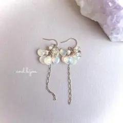 14kgfエチオピアオパールピアス／イヤリング 天然石 色石 誕生石