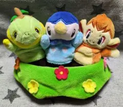 美品★ポケモン★ポッチャマ・ナエトル・ヒコザル★ドリームパペット★指人形