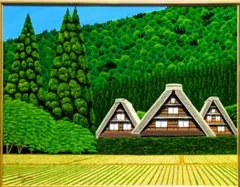 ☆冬の白川郷・肉筆油彩画・F6キャンバス - メルカリ
