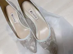 DIANA 花柄刺繍 ポインテッドトゥパンプス