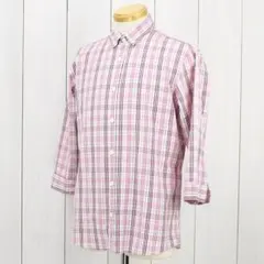 【値下げ】バーバリーブラックレーベル　　チェック　７分袖シャツ 　赤　紫　白　M