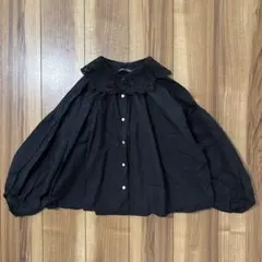 ZARA レース付き黒長袖シャツ