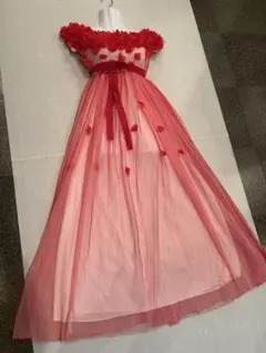 ◆Tika◆美品◆パーティ/舞台/撮影/お仕事/カラー◆赤＋コサ/チュールロング
