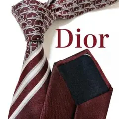 美品 ディオールオム ネクタイ ハイブランド トロッター柄 ロゴグラム 光沢