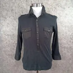 TETE HOMME Y2K リブシャツ ワイヤー襟 黒のサムネイル