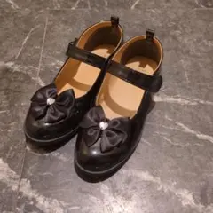 西松屋 黒いリボン付きフォーマルシューズ 20.0