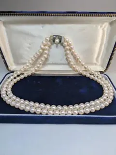 2連　アコヤ真珠　パール　ネックレス　あこや　ヴィンテージ　ピンク　照り強