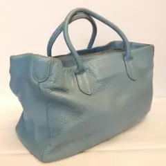 【値下げ】 トートバッグ　レザーライトブルー