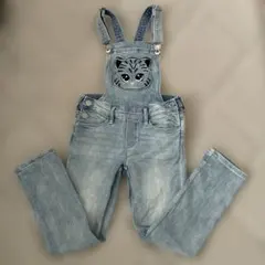 H&M 猫刺繍デニムオーバーオール