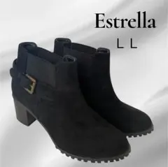 【Estrella】ベルト付きサイドゴア 7cmショートブーツ スエード