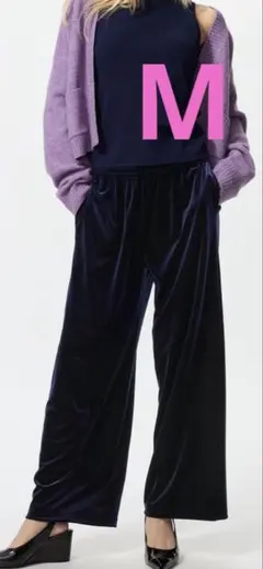 ソフトベロアイージーパンツ　ネイビー