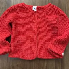赤色ニットカーディガン 18m