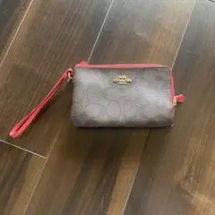 COACH ブラウン レッド ポーチ