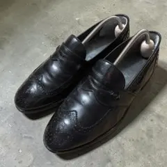 イヴサンローランローファー25cmウィングチップメダリオンブラックYSLモード系