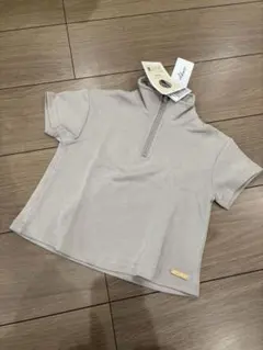 新品　ベビー　90 半袖　ハイネック　チャック付き　Tシャツ　ベージュのサムネイル