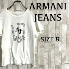 古着 ARMANI JEANS 半袖Tシャツ ロゴプリント サイズ8 ホワイト