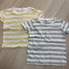 ボーダーTシャツ 2枚セット イエロー グリーン　無印のサムネイル