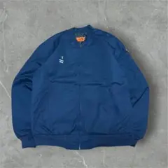 90sREDKAPワークジャケットジャケット ネイビーL裏地キルティング企業ロゴ