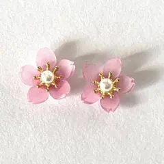 さくら2 ピアス　イヤリング変更可　ハンドメイド