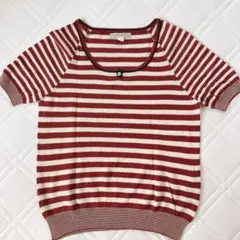 【美品】HUMAN WOMAN ヒューマンウーマン ニットカットソー ボーダー