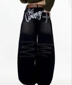 レア！VIVIDAY ビビデー　デニムパンツ バック刺繍　ロゴ十字架　M カーゴ