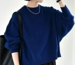 quaranciel AQUA カシミヤ ブレンド ドルマン ニット　ブルー