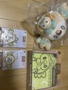 一番くじ D賞 モクローぬいぐるみ、ハンドタオル、ワッペンチャームセット