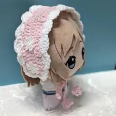 〈ピンク×ホワイト〉ぬい服　ヘッドドレス　にじぬい　ちびぐるみ