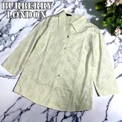 希少 BURBERRY LONDON 七分袖シャツ チェック シェルボタン L