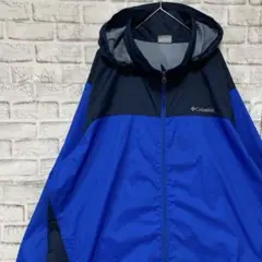 コロンビア　マウンテンパーカー　ブルー2XL ロゴ刺繍アウトドア0202