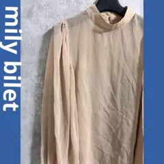 mily bilet バルーンスリーブハイネックブラウス ベージュ