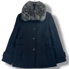 自由区 フォックスファー 2way ウールジャケット ツイード 黒 M