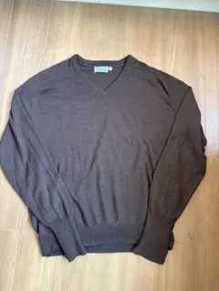 希少 70s アメカジ ヴィンテージ LACOSTE ブラウン Vネックセーター