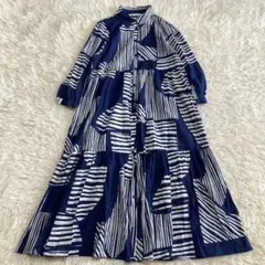 ZARA ストライプ ティアード シャツワンピース ロング 羽織り L