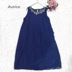 Autrice オートリス ビジュー付オケージョンドレス 紺 結婚式