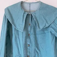 ビッグカラー　デニム　シャツ　エヘカソポ　フリーサイズ