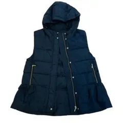 新品 フード付き中綿ベスト ペプラム ブラック Mサイズ