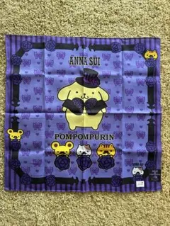 未使用新品 ANNA SUI ポムポムプリン プリントハンカチ（紫ベースの絵柄）