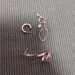 【ジャンクアクセサリー】ピンクゴールド調 イヤリング イヤーカフ セット