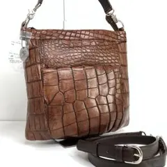 【定価58万 値札付き】 JRA認定 クロコダイル 本革 2Way 美品