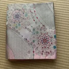 袋帯 正絹 華文　花文様 シルバー　唐織　六通