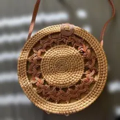 円形かごバッグ ベージュブラウン