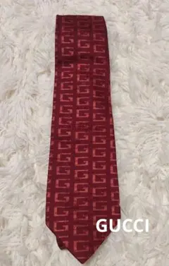 GUCCI Gロゴパターン ネクタイ レッド