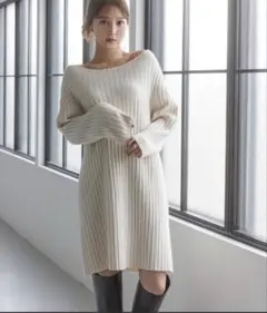 SNIDEL リブニットミニワンピース　アイボリー