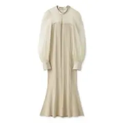 試着のみ美品FRAY I.D シアーパフスリーブニットコンビワンピース ベージュ