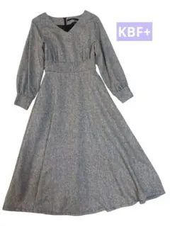 KBF+ ケービーエフプラス ツイードフレアワンピース 長袖 ロング