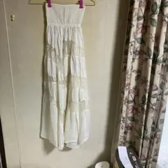 ホワイト レース装飾 キャミワンピース