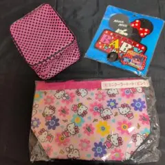 ■ハローキティ保冷バック/ミニーマウス/水玉ポーチ✧3点セット✨️タイムSALE