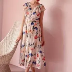 アンドクチュール 花柄フレアワンピース