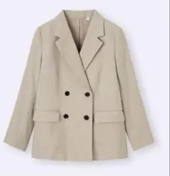 ベージュ ダブルブレスト テーラードジャケット